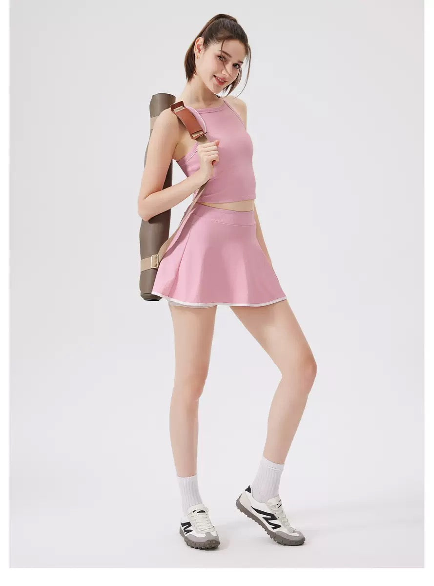 「Rosé」Ribbed Skirt for Dance Tennis Yoga Daily